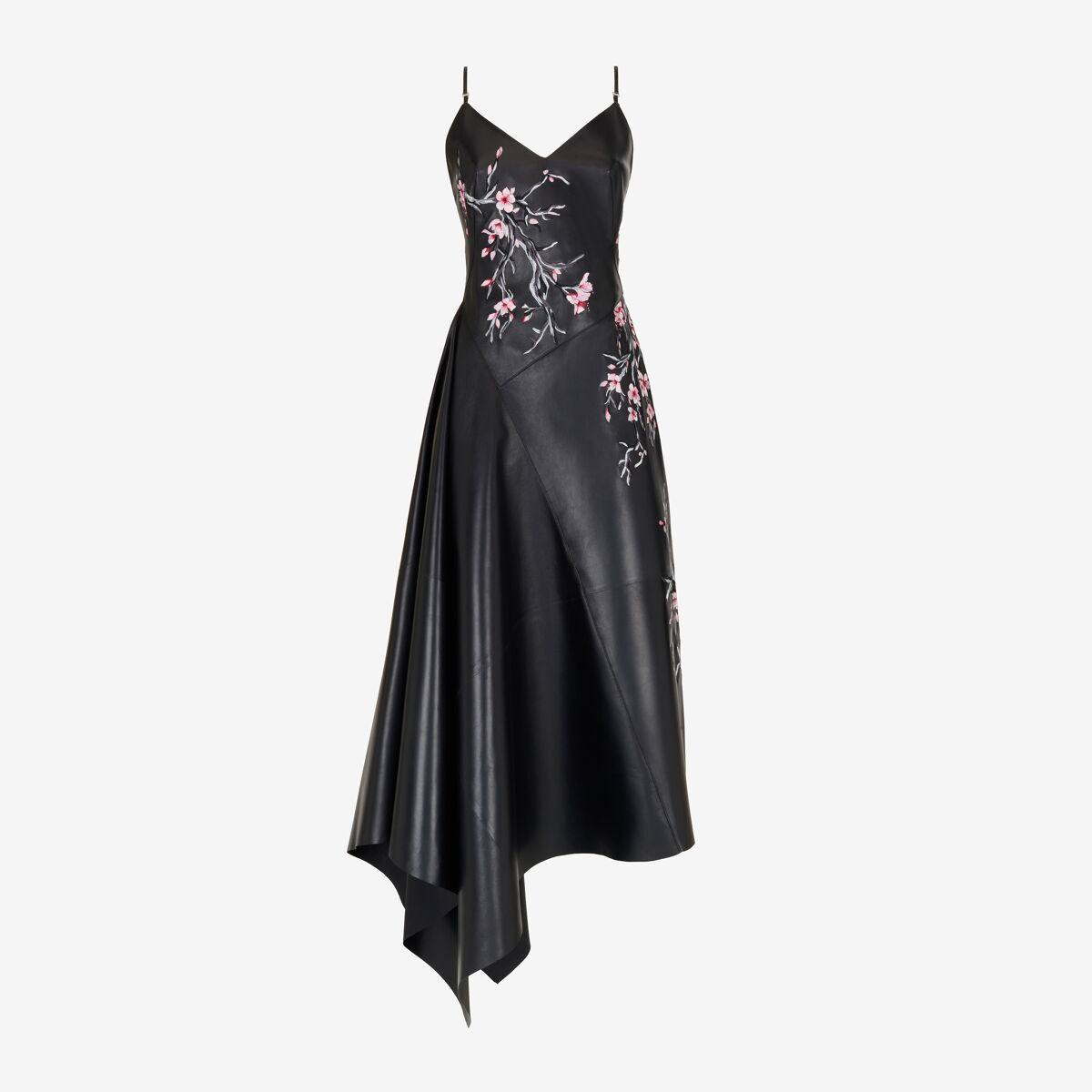 Alexander McQueen Women's Black Blossom Leather Dress - 8 (Lambskin)